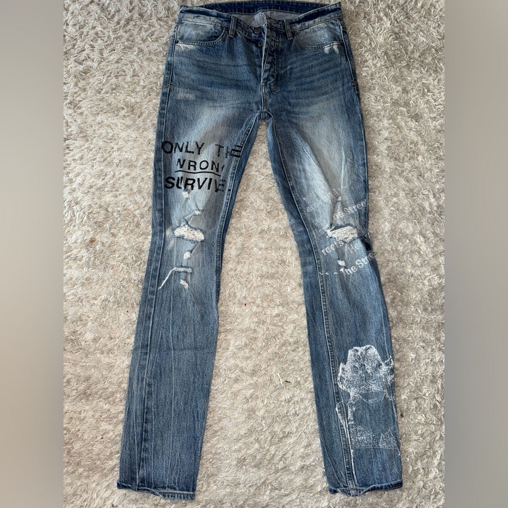 Ksubi Men's Blue Distressed Jeans